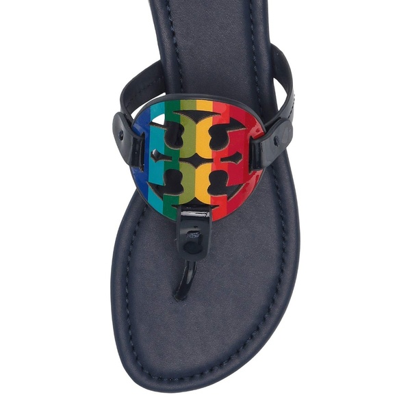 Tory Burch Shoes - Tory Burch Miller Patent Rainbow Navy Sandals